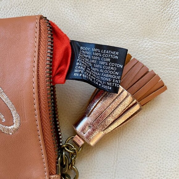 Anthropologie Miss Albright monogram C leather coin purse with zipper and tassle - Picture 3 of 8